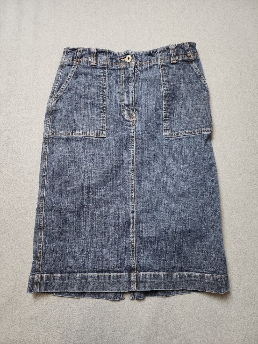 Reflect Jeans Dark Wash Denim Midi Skirt Size 4 Stretch Vintage